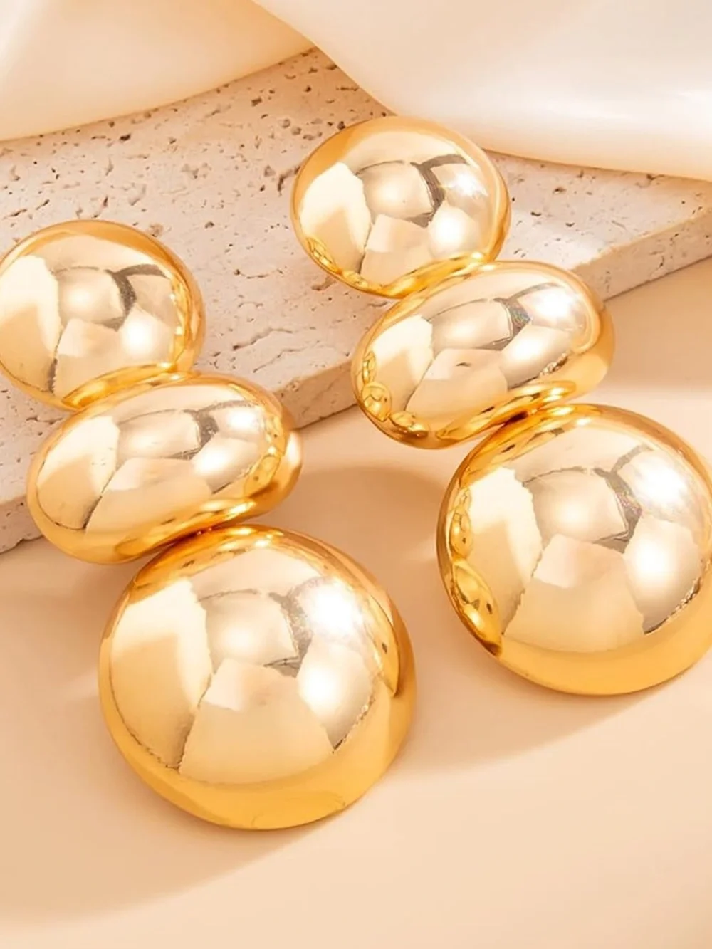 Gold color  Triple-Drop Statement Earrings - Women Jewelry